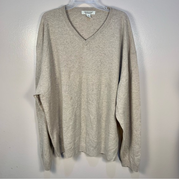 Pronto Uomo Other - Pronto Uomo 100% Cashmere Soft V Neck Pullover Sweater Oatmeal Beige